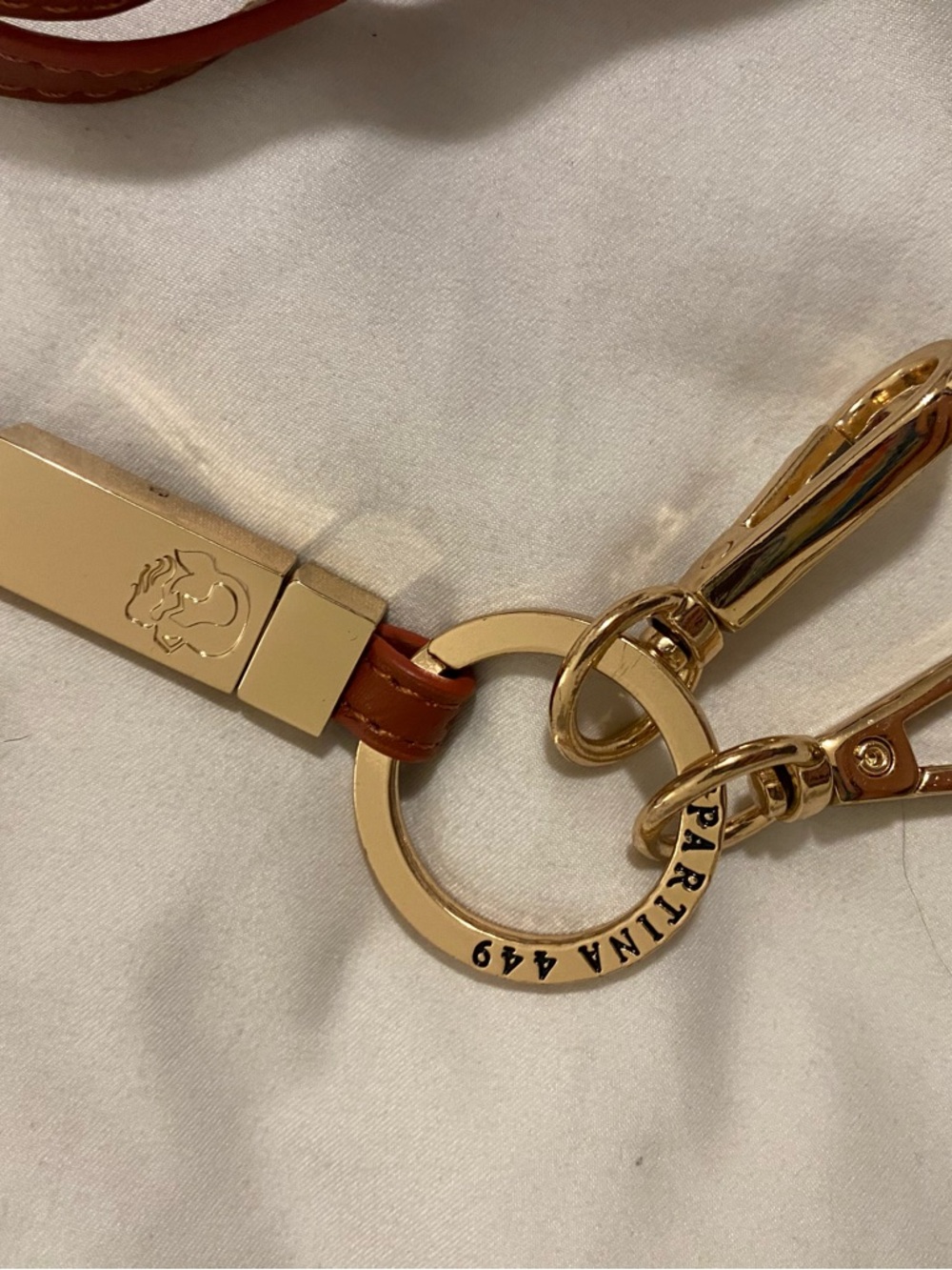 SPARTINA 449 Mermaid Gold and Brown Leather Lanyard Key Ring